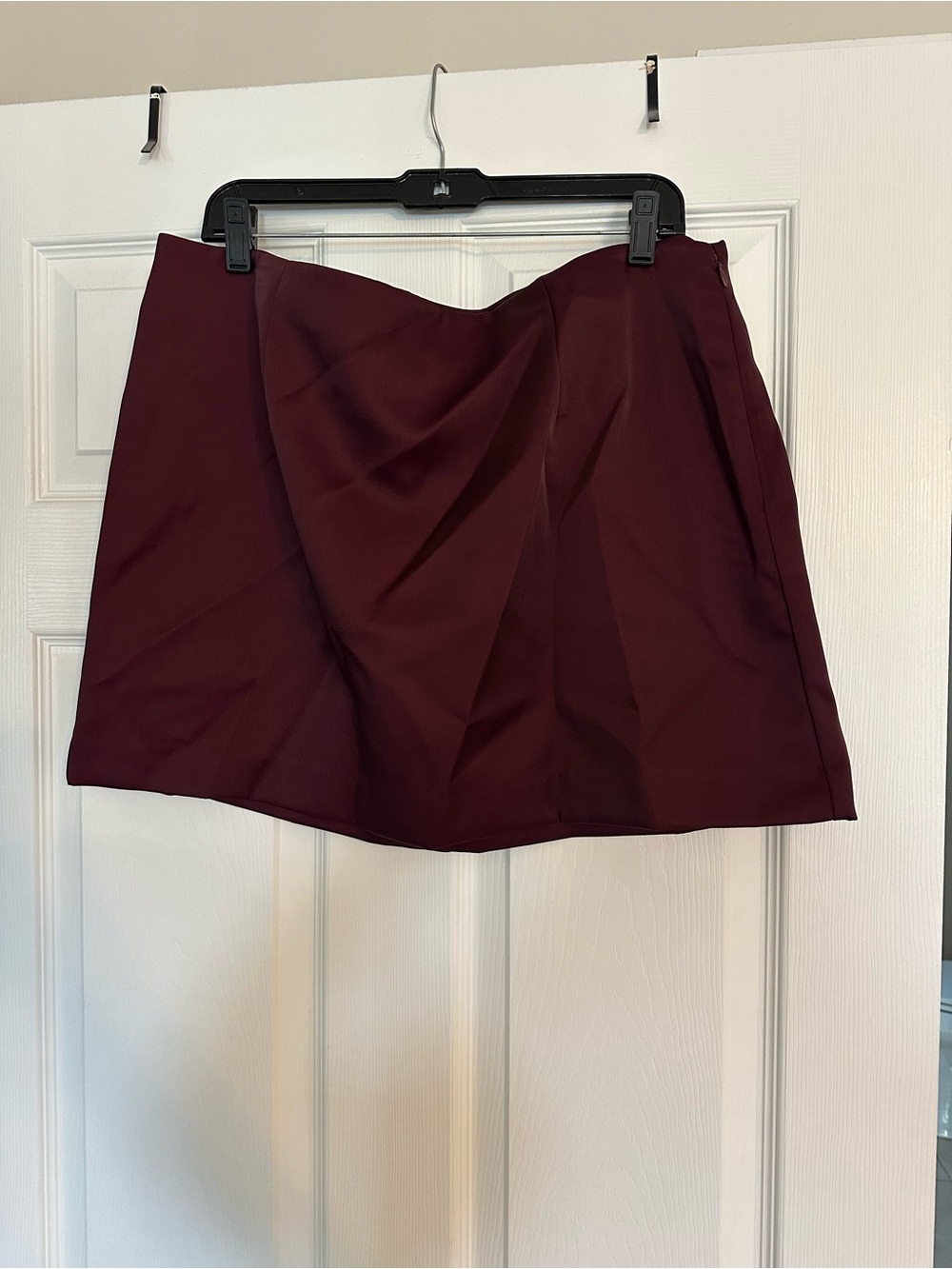 A New Day Wine Red Satin Mini Skirt - Women